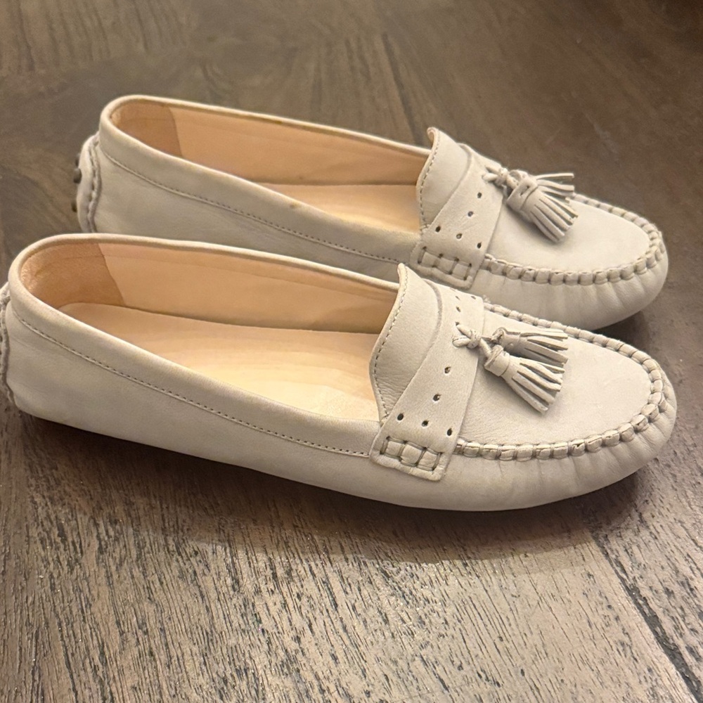 Women's Cream Loafers with Tassels